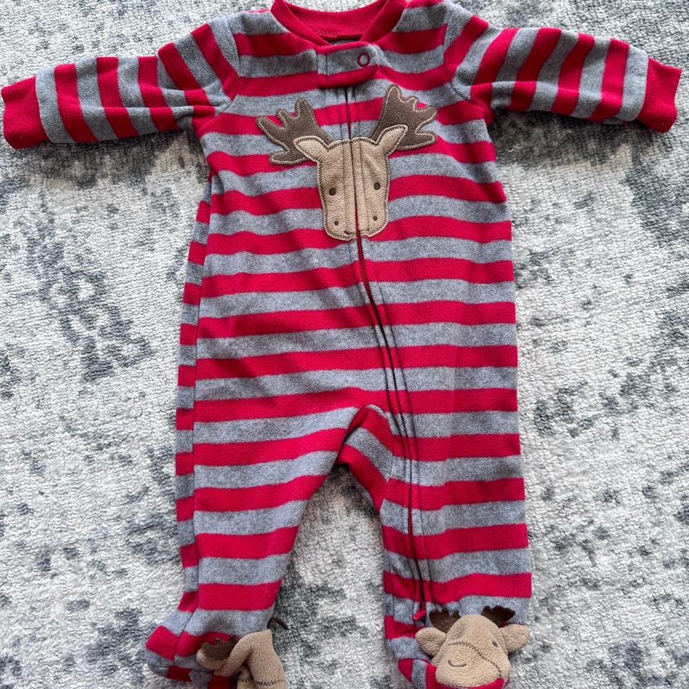 Like New - Fleece Sleeper with Moose Detail